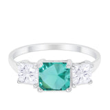Princess Cut Engagement Ring Simulated Cubic Zirconia 925 Sterling Silver