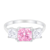 Princess Cut Engagement Ring Simulated Cubic Zirconia 925 Sterling Silver