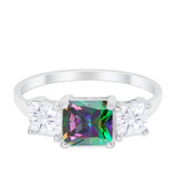 Princess Cut Engagement Ring Simulated Cubic Zirconia 925 Sterling Silver