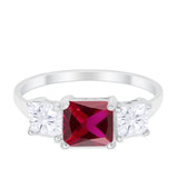Princess Cut Engagement Ring Simulated Cubic Zirconia 925 Sterling Silver