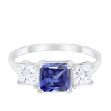 Princess Cut Engagement Ring Simulated Cubic Zirconia 925 Sterling Silver