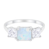 Princess Cut Engagement Ring Simulated Cubic Zirconia 925 Sterling Silver