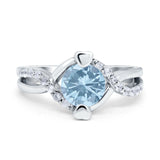 Art Deco Wedding Bridal Ring Round Simulated Cubic Zirconia 925 Sterling Silver