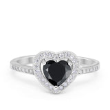 Halo Dazzling Heart Promise Ring Round Simulated CZ 925 Sterling Silver