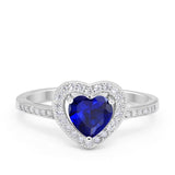 Halo Dazzling Heart Promise Ring Round Simulated CZ 925 Sterling Silver