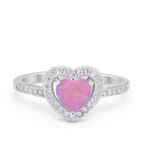 Halo Dazzling Heart Promise Ring Round Simulated CZ 925 Sterling Silver
