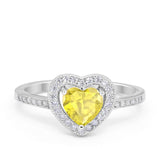 Halo Dazzling Heart Promise Ring Round Simulated CZ 925 Sterling Silver