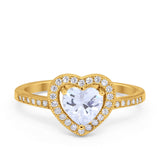 Halo Dazzling Heart Promise Ring Round Simulated CZ 925 Sterling Silver