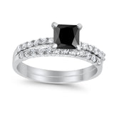 Princess Cut Bridal Set Simulated CZ 925 Sterling Silver Ring
