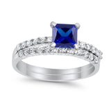 Princess Cut Bridal Set Simulated CZ 925 Sterling Silver Ring