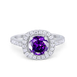 Solitaire Accent Wedding Ring Round Simulated CZ 925 Sterling Silver