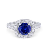 Solitaire Accent Wedding Ring Round Simulated CZ 925 Sterling Silver