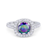 Solitaire Accent Wedding Ring Round Simulated CZ 925 Sterling Silver