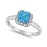 Halo Engagement Ring Simulated Cubic Zirconia 925 Sterling Silver