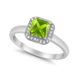 Halo Engagement Ring Simulated Cubic Zirconia 925 Sterling Silver