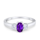 Solitaire Engagement Ring Oval Simulated Cubic Zirconia 925 Sterling Silver