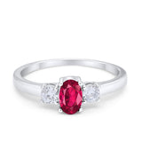 Solitaire Engagement Ring Oval Simulated Cubic Zirconia 925 Sterling Silver