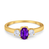 Solitaire Engagement Ring Oval Simulated Cubic Zirconia 925 Sterling Silver