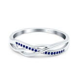 Infinity Twisted Half Eternity Wedding Band Ring Round Simulated Cubic Zirconia 925 Sterling Silver