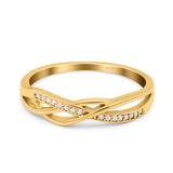 Infinity Twisted Half Eternity Wedding Band Ring Round Simulated Cubic Zirconia 925 Sterling Silver