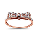 Wedding Ring Ribbon Shape Round Simulated Cubic Zirconia 925 Sterling Silver