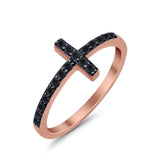 Wedding Eternity Sideways Cross Rings Simulated CZ 925 Sterling Silver