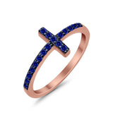 Wedding Eternity Sideways Cross Rings Simulated CZ 925 Sterling Silver