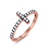 Wedding Eternity Sideways Cross Rings Simulated CZ 925 Sterling Silver