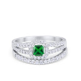 Halo Two Piece Engagement Ring Simulated Cubic Zirconia 925 Sterling Silver