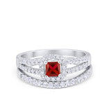 Halo Two Piece Engagement Ring Simulated Cubic Zirconia 925 Sterling Silver