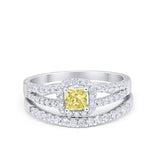 Halo Two Piece Engagement Ring Simulated Cubic Zirconia 925 Sterling Silver