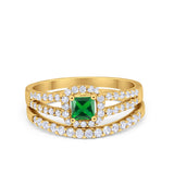 Halo Two Piece Engagement Ring Simulated Cubic Zirconia 925 Sterling Silver