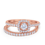 Wedding Band Ring Round Piece Simulated Cubic Zirconia 925 Sterling Silver