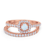 Wedding Band Ring Round Piece Simulated Cubic Zirconia 925 Sterling Silver