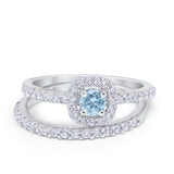 Wedding Band Ring Round Piece Simulated Cubic Zirconia 925 Sterling Silver
