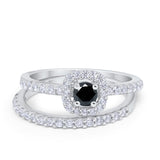 Wedding Band Ring Round Piece Simulated Cubic Zirconia 925 Sterling Silver