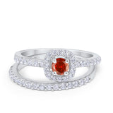 Wedding Band Ring Round Piece Simulated Cubic Zirconia 925 Sterling Silver