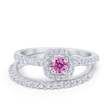Wedding Band Ring Round Piece Simulated Cubic Zirconia 925 Sterling Silver