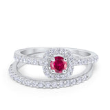 Wedding Band Ring Round Piece Simulated Cubic Zirconia 925 Sterling Silver
