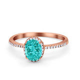 Halo Fashion Ring Oval Simulated Cubic Zirconia Accent 925 Sterling Silver