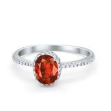 Halo Fashion Ring Oval Simulated Cubic Zirconia Accent 925 Sterling Silver