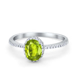 Halo Fashion Ring Oval Simulated Cubic Zirconia Accent 925 Sterling Silver