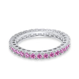 Eternity Wedding Band Rings Round Simulated CZ 925 Sterling Silver