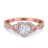Heart Promise Ring Infinity Shank Simulated Cubic Zirconia 925 Sterling Silver