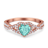 Heart Promise Ring Infinity Shank Simulated Cubic Zirconia 925 Sterling Silver