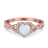 Heart Promise Ring Infinity Shank Simulated Cubic Zirconia 925 Sterling Silver
