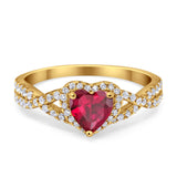 Heart Promise Ring Infinity Shank Simulated Cubic Zirconia 925 Sterling Silver