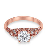 Vintage Wedding Ring Round Cubic Zirconia 925 Sterling Silver RC105152
