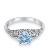 Vintage Wedding Ring Round Cubic Zirconia 925 Sterling Silver RC105152
