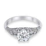 Vintage Wedding Ring Round Cubic Zirconia 925 Sterling Silver RC105152